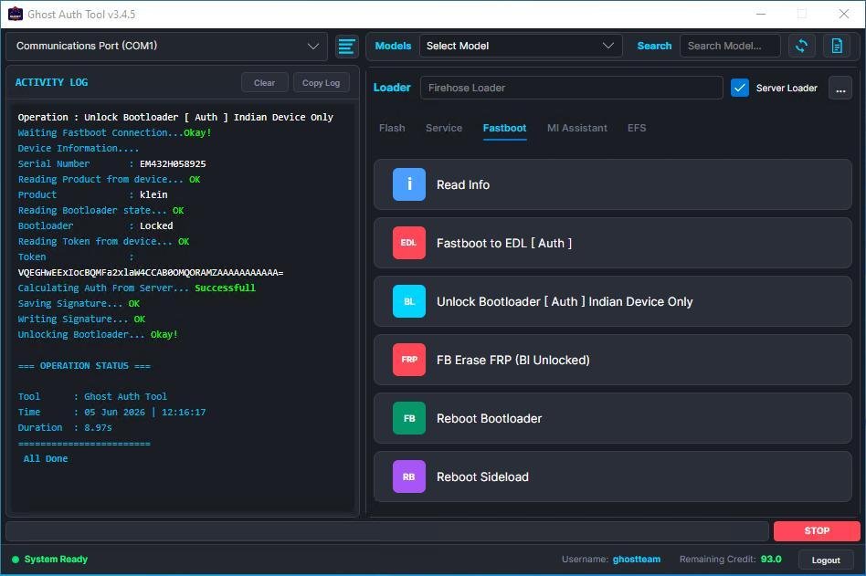 Ghost Auth Tool [ Auth Flash / EFS / Mi Cloud / FDL / FRP ] Any Quantity [Existing Users Only